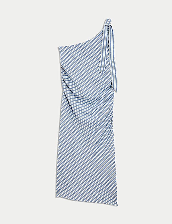Linen-Rich Striped Midi Shift Dress - GR
