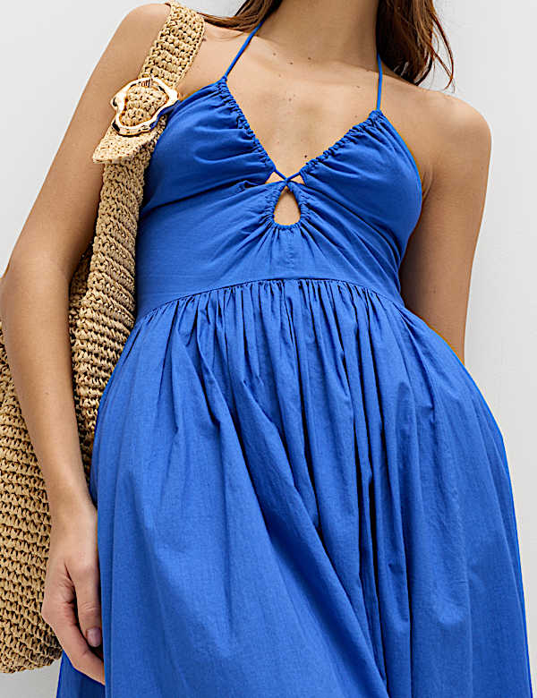 Pure Cotton Cutout Midaxi Beach Dress