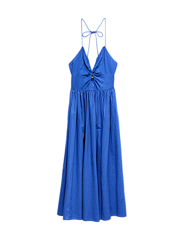 Pure Cotton Cutout Midaxi Beach Dress