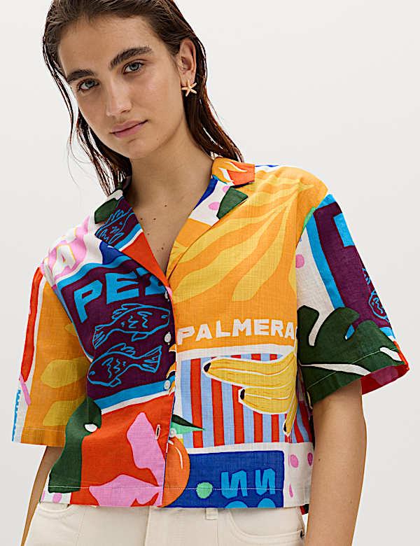 Pure Cotton Printed Short Sleeve Beach Shirt