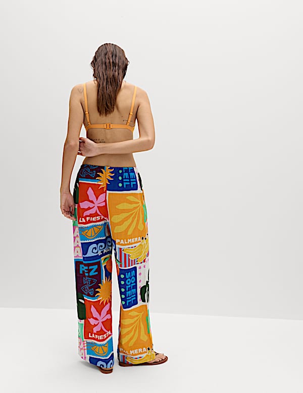 Pure Cotton Printed Beach Trousers - HU