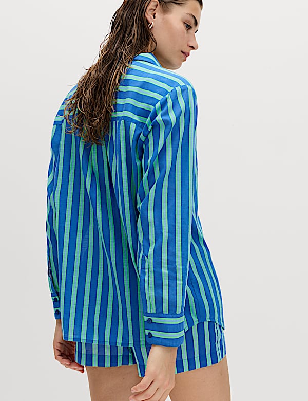 Pure Cotton Striped Long Sleeve Beach Shirt