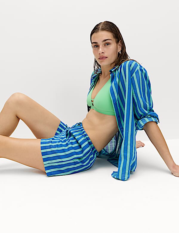 Pure Cotton Striped Beach Shorts