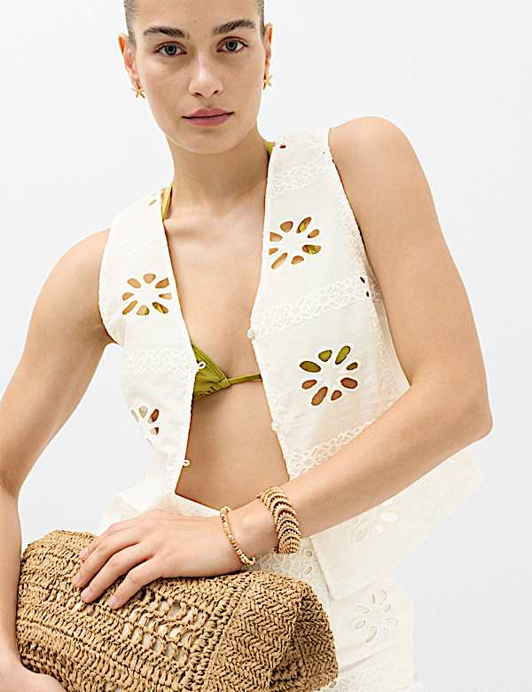 Pure Cotton Cutwork Sleeveless Beach Top