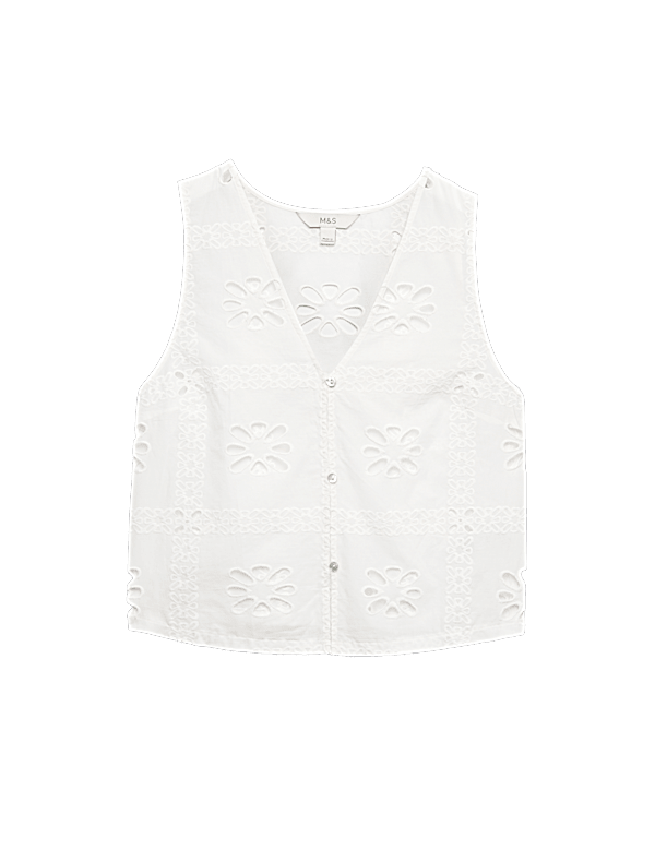 Pure Cotton Cutwork Sleeveless Beach Top