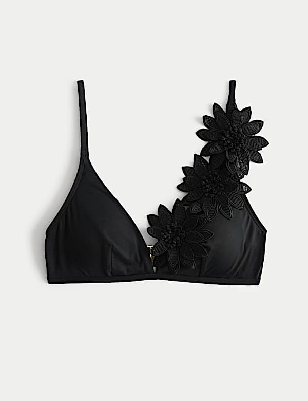 Floral Detail Plunge Bikini Top - NZ