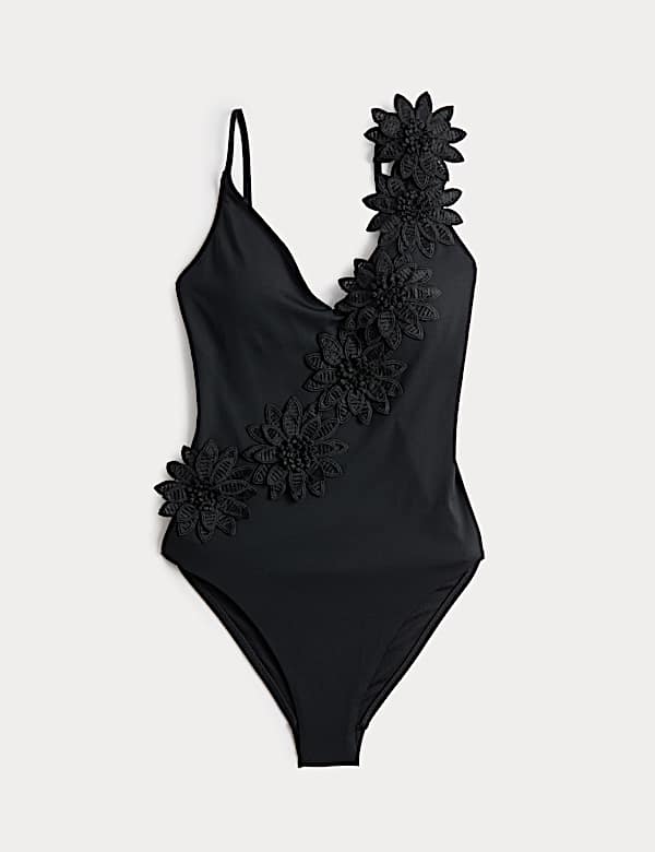 Floral Detail Padded Plunge Swimsuit - KG