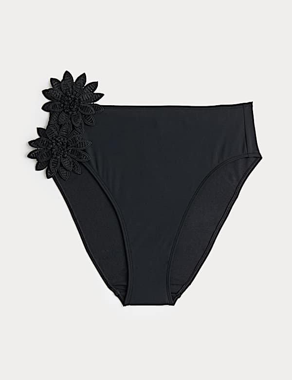 Floral Detail High Waisted Bikini Bottoms - BN