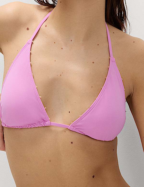 Bead Detail Triangle Bikini Top - BN