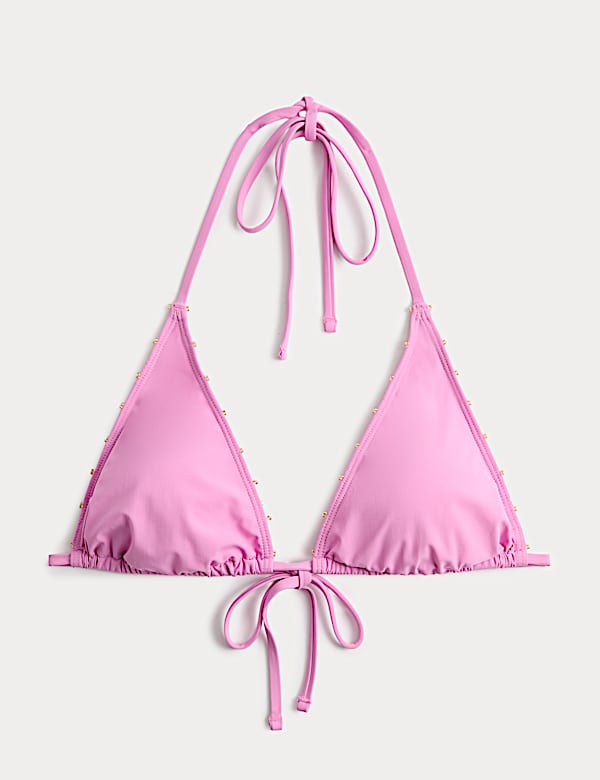 Bead Detail Triangle Bikini Top - BN