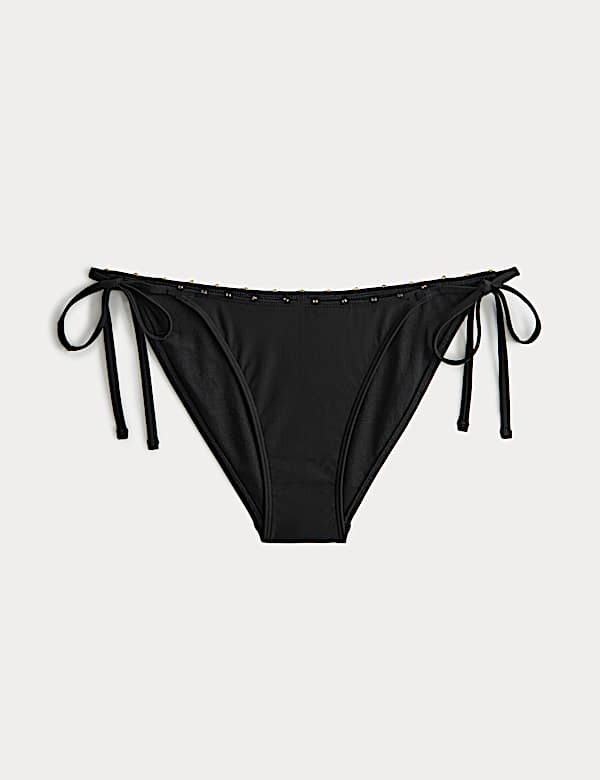 Bead Detail Tie Side Bikini Bottoms - DK