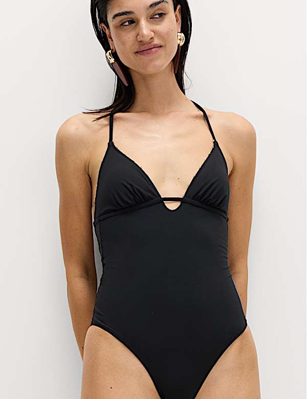 Bead Detail Padded Halterneck Swimsuit - CA