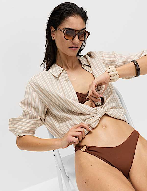 Trim Detail High Leg Bikini Bottoms - IL