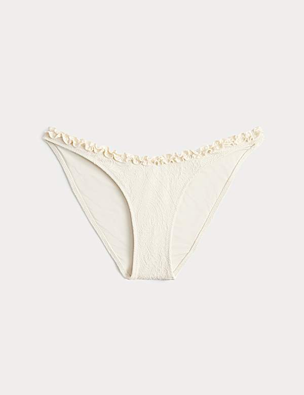 Textured Frill High Leg Bikini Bottoms - DK