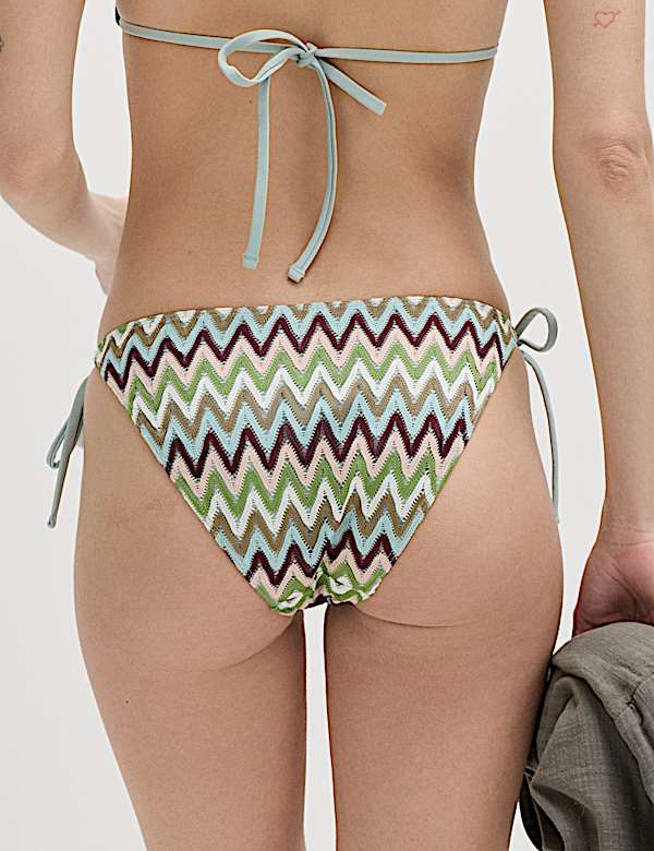 Textured Tie Side Bikini Bottoms - BG