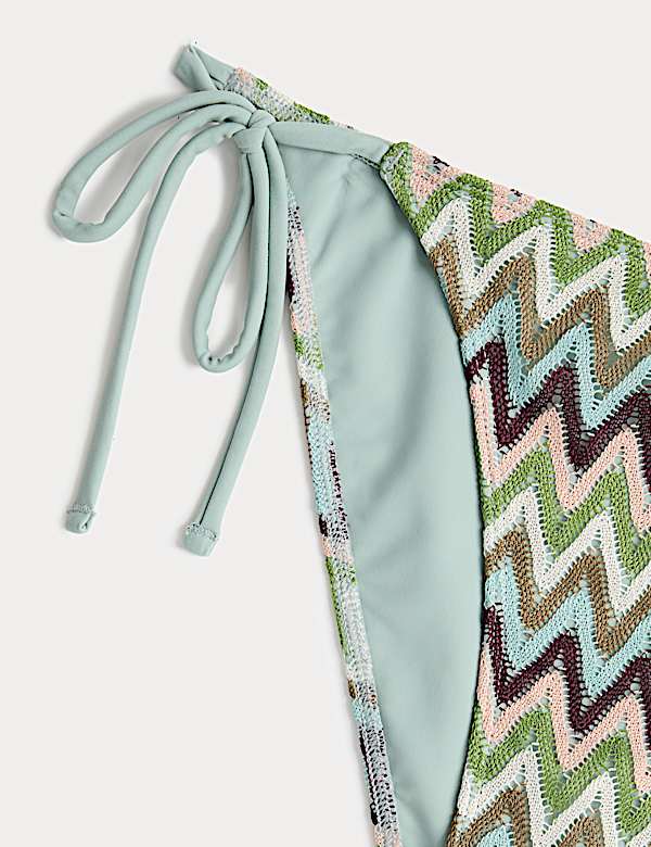 Textured Tie Side Bikini Bottoms