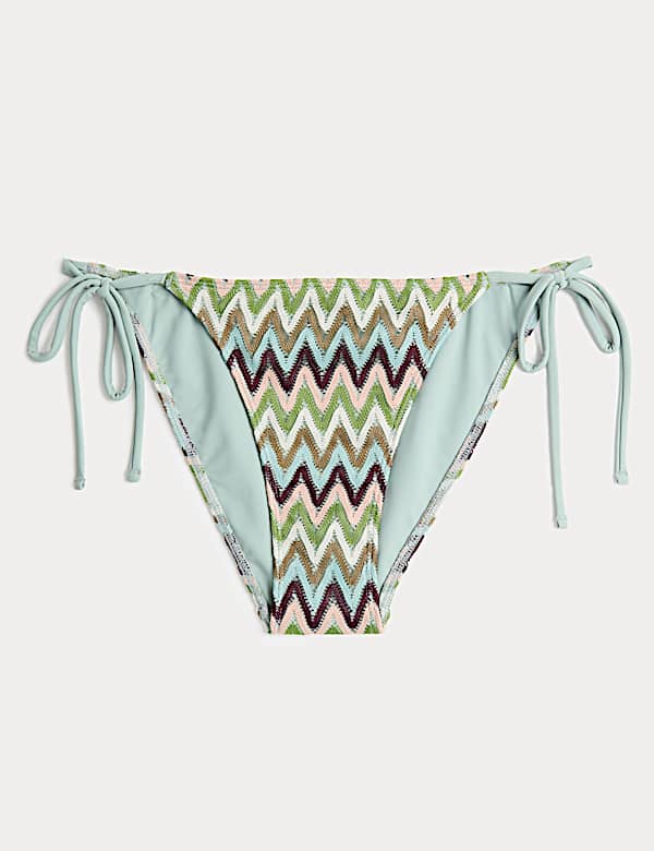 Textured Tie Side Bikini Bottoms - BG