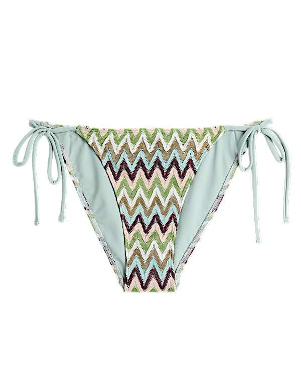 Textured Tie Side Bikini Bottoms