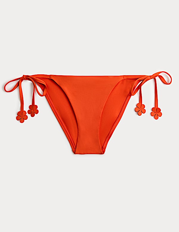 Floral Trim Tie Side Bikini Bottoms - IT