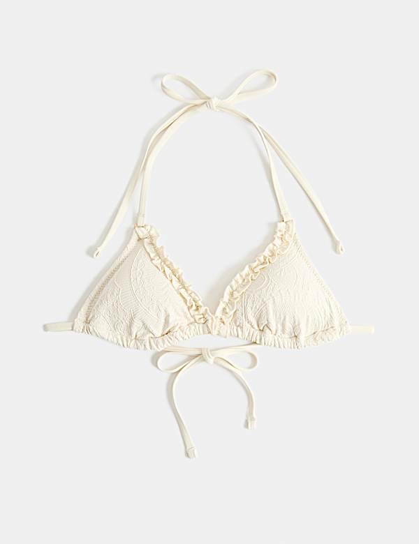 Textured Triangle Bikini Top With Tie Fastening - UA