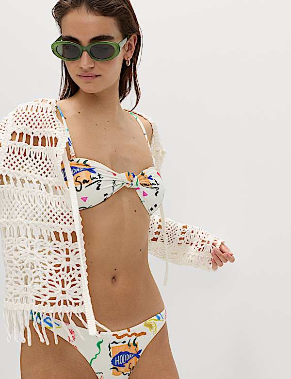Printed Padded Bandeau Bikini Top - JP