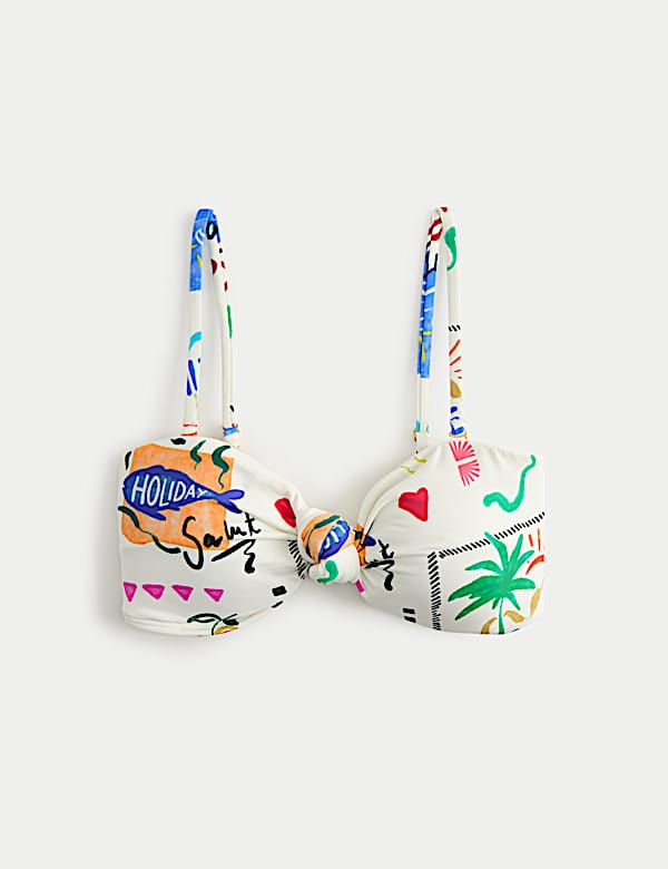 Printed Padded Bandeau Bikini Top - JP