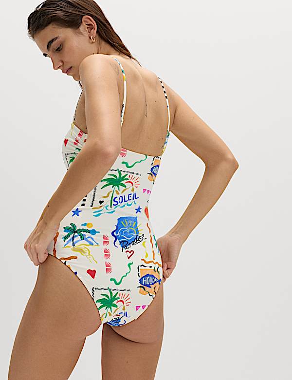 Printed Bandeau Swimsuit - BE