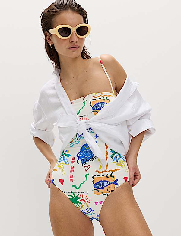 Printed Bandeau Swimsuit - BE