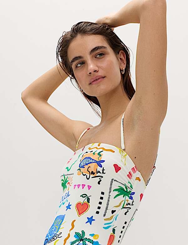 Printed Bandeau Swimsuit - BE