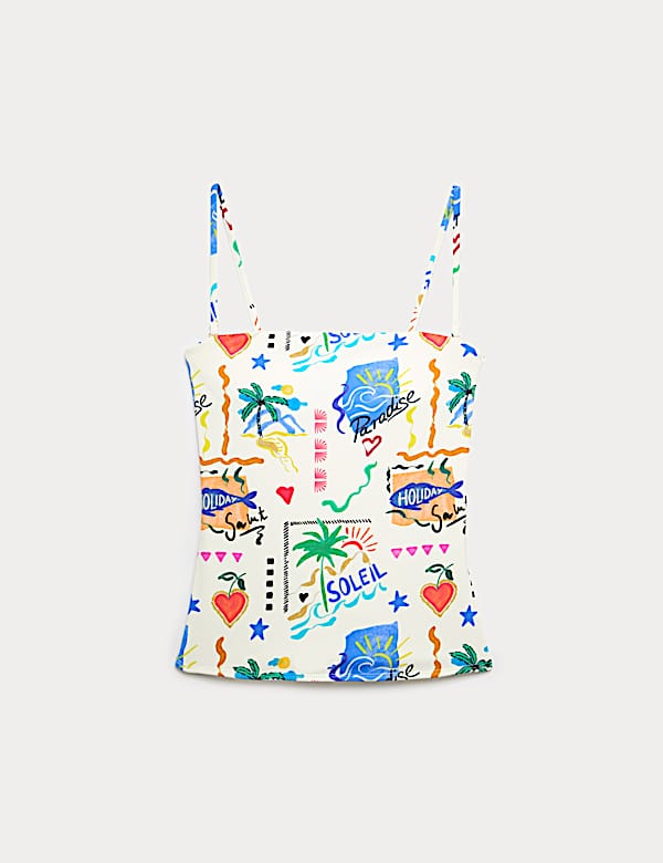 Printed Bandeau Tankini Top - DK