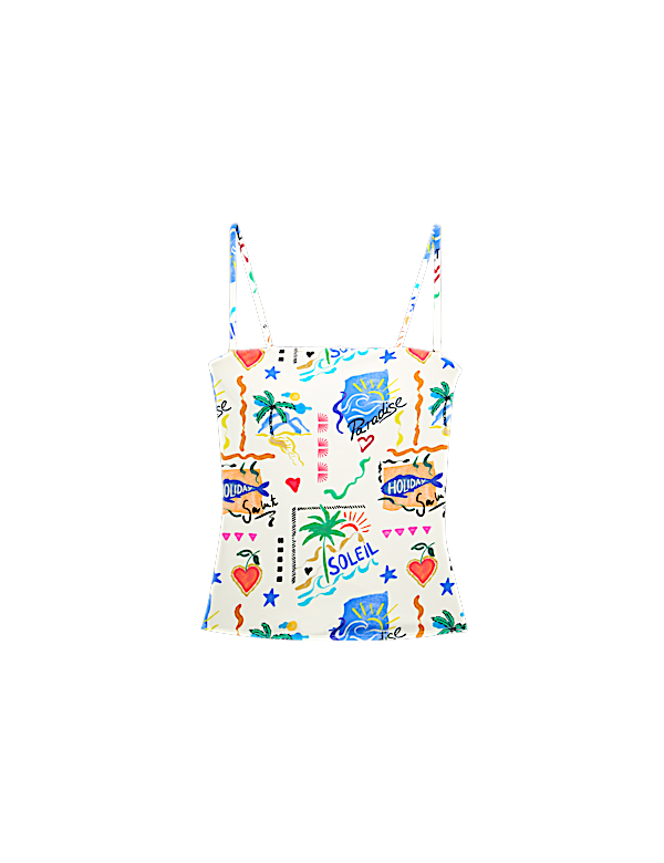 Printed Bandeau Tankini Top