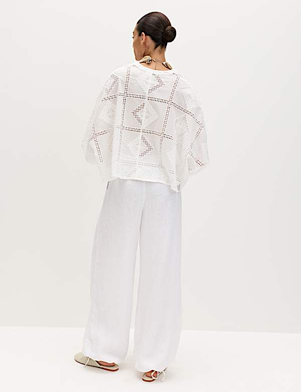 Top caftan 100 % coton &agrave; broderie - LU