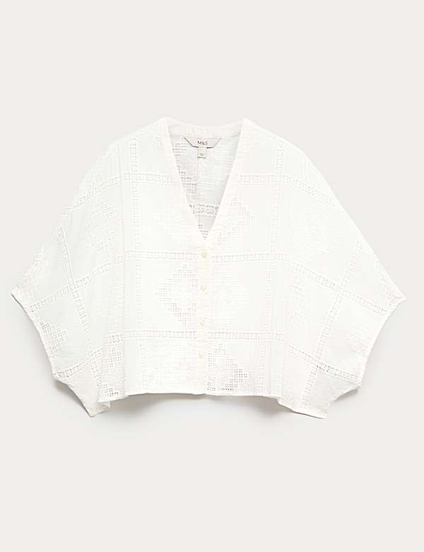 Top caftan 100 % coton &agrave; broderie - LU