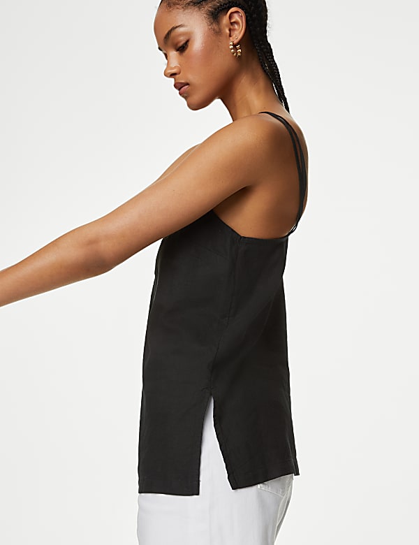 Linen Rich Beaded Longline Cami Top - IL