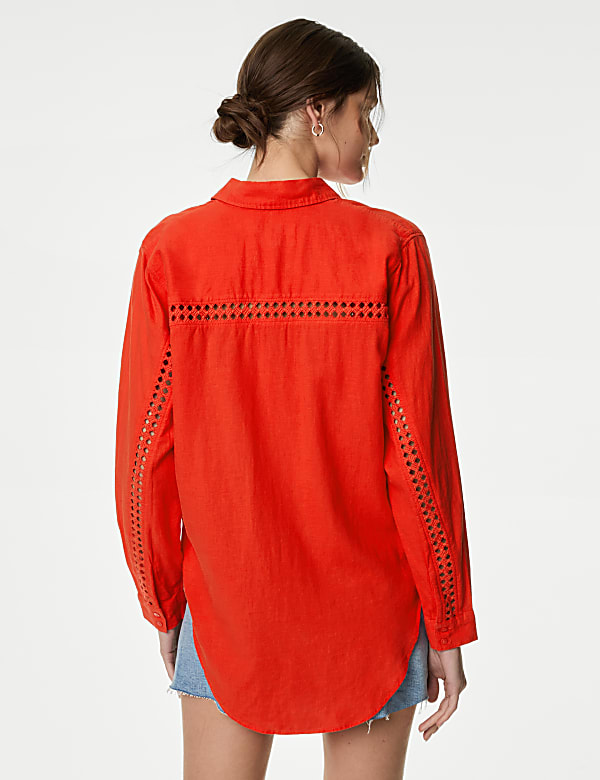 Linen Blend Collared Relaxed Shirt