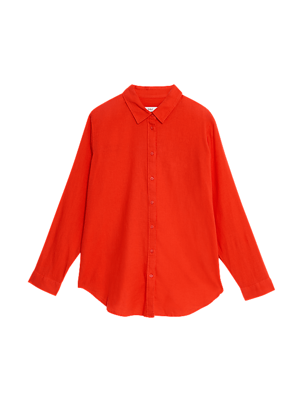 Linen Blend Collared Relaxed Shirt