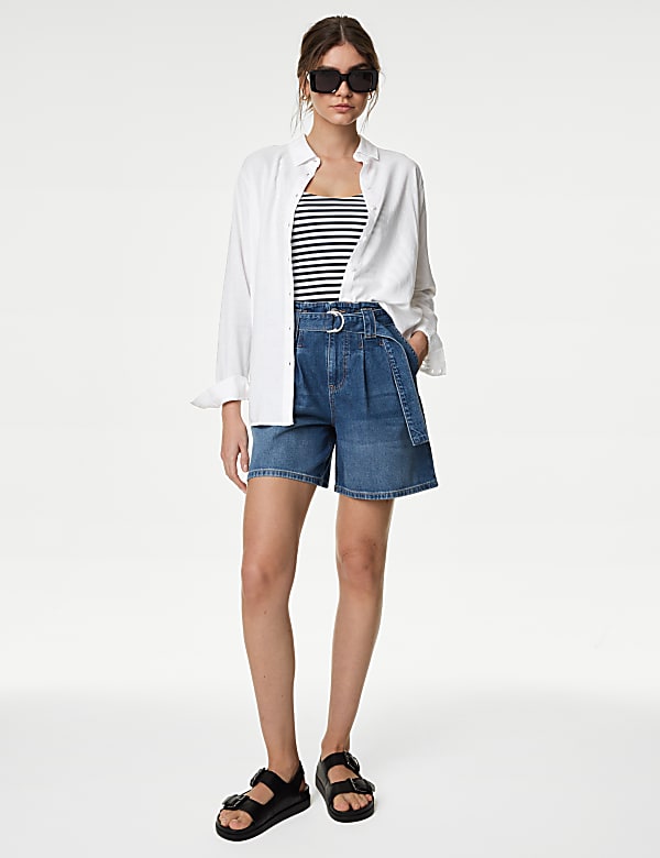 Linen Blend Collared Relaxed Shirt
