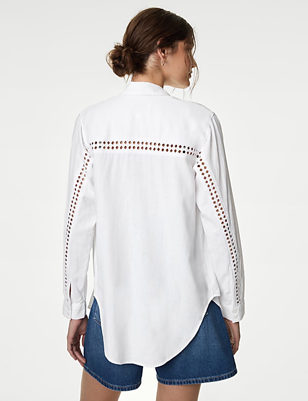 Linen Blend Collared Relaxed Shirt