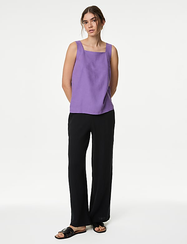 Linen Rich Square Neck Tank Top