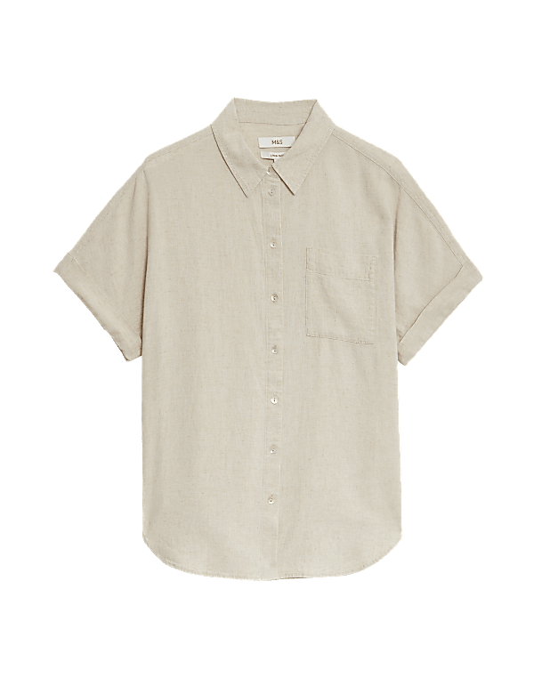 Linen Blend Collared Button Through Shirt