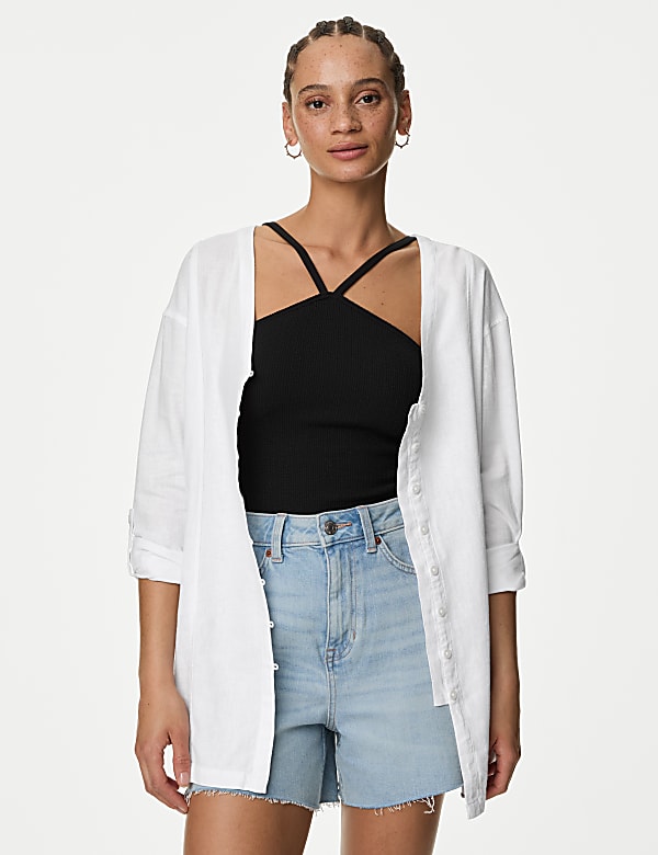 Linen Rich V-Neck Blouse