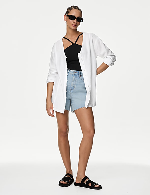 Linen Rich V-Neck Blouse