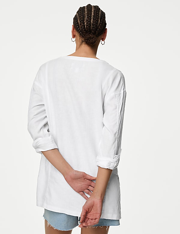 Linen Rich V-Neck Blouse