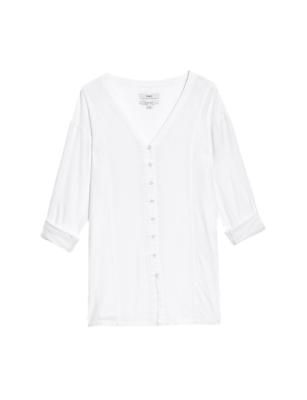 Linen Rich V-Neck Blouse