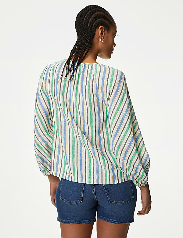 Linen Blend Striped Blouse