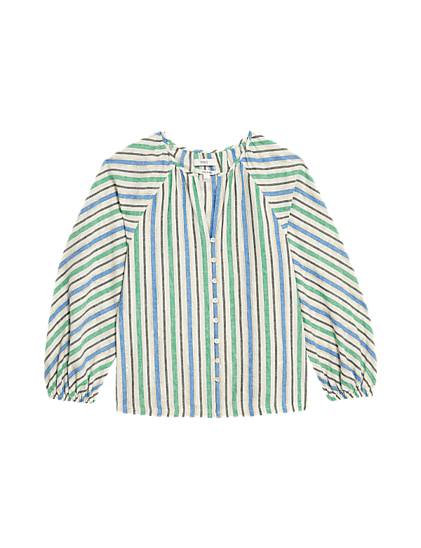 Linen Blend Striped Blouse