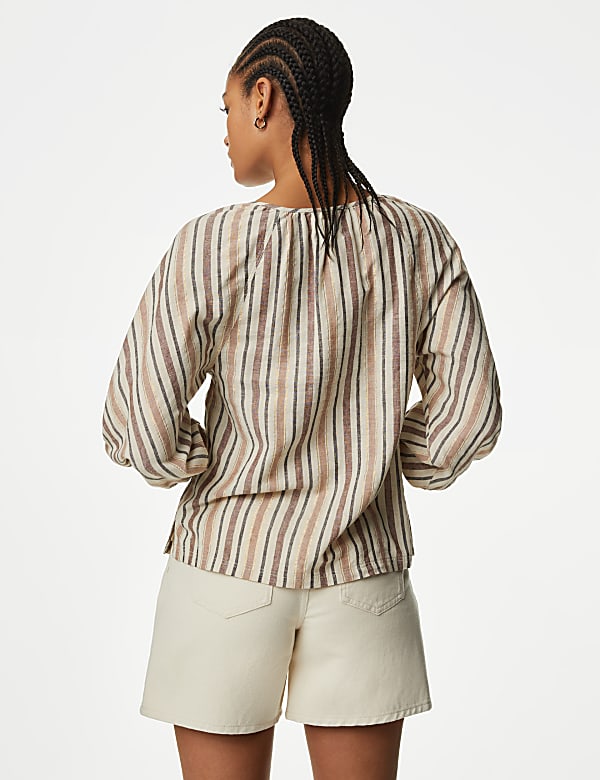Linen Blend Striped Blouse