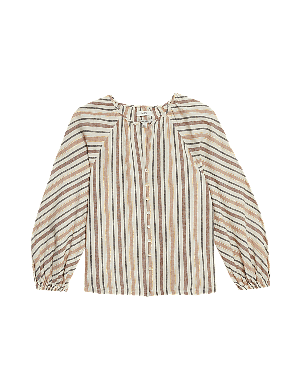 Linen Blend Striped Blouse