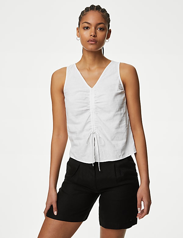 Ruched Front V-Neck Vest