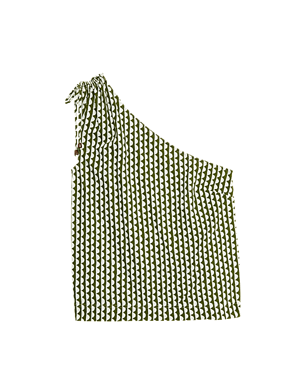 Linen Rich Printed One Shoulder Top